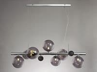 Romney 7 Light Fitting in Polished Chrome with Smoked Glass Shades