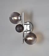 Romney Wall Light in Polished Chrome with Smoked Glass Shades
