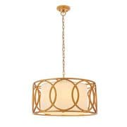 Rouen 4 Light Pendant in Brushed Gold with a White Fabric Shade