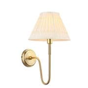 Rouen Wall Light in an Antique Brass Finish with a Cream Double Pinch Pleat Shade - ENDON 103361