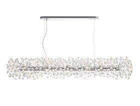 Roussin 14 Light Linear Pendant in Polished Chrome with Faceted Crystal Discs