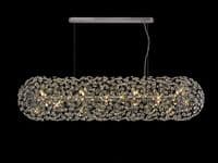 Roussin 14 Light Oblong Linear Pendant in Polished Chrome with Faceted Crystal Discs