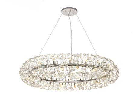 Roussin 36 Light Fitting in Polished Chrome with Faceted Crystal Discs