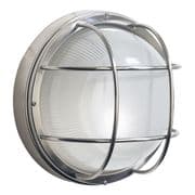 Salcombe Outdoor Round Wall Light in a Stainless Steel with a Ribbed Glass Diffuser - där SAL5044