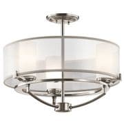 Saldana 3 Light Fitting in Classic Pewter with Organza and Glass Shades - KICHLER KL/SALDANA3