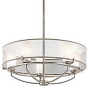 Saldana 5 Light Fitting in Classic Pewter with Organza and Glass Shades - KICHLER KL/SALDANA5