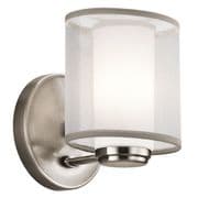 Saldana Single Wall Light in Classic Pewter with Organza and Glass Shades - KICHLER KL/SALDANA1