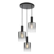 Savannah 3 Light Cluster Pendant in Matt Black with Ombre Smoked Glass Shades - där SAV8822