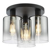 Savannah 3 Light Flush in Matt Black with Ombre Smoked Glass Shades - där SAV5322