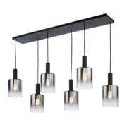 Savannah 6 Light Bar in Matt Black with Ombre Smoked Glass Shades - där SAV0622