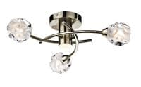 Seattle 3 Light Fitting in Antique Brass with Clear and Frosted Glass Shades - där SEA5375