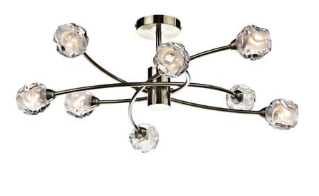 Seattle 8 Light Fitting in Antique Brass with Clear and Frosted Glass Shades - där SEA0875