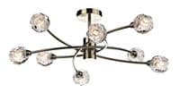 Seattle 8 Light Fitting in Antique Brass with Clear and Frosted Glass Shades - där SEA0875