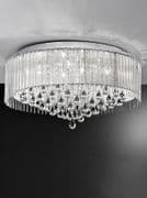 Sherbourne Large Flush Fitting in a Chrome Finish with Crystal Droplets and Glass Rods