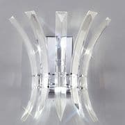 Siddington Wall Light in Polished Chrome and Curved Crystal Prisms, Switched