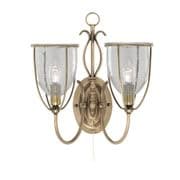 Silhouette Double Wall Light in Antique Brass with Seeded Glass - SEARCHLIGHT 6352-2AB