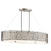 Silver Coral Oval Island Pendant in a Classic Pewter Finish and Frosted Glass - KICHLER KL/SILCORAL/ISLE