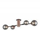 Somerton 4 Light Fitting in Matt Black and Copper with Smoked Glass