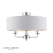 Sorrento 3 Light Semi-Flush in Polished Chrome with a Silver Linen Shade - Laura Ashley LA3756551-Q