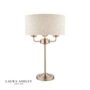 Sorrento 3 Light Table Lamp in Satin Chrome with a Natural Linen Shade - Laura Ashley LA3636753-Q