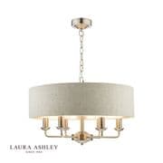 Sorrento 6 Light Pendant in Satin Chrome with a Natural Linen Shade - Laura Ashley LA3518806-Q