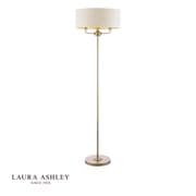 Sorrento Floor Lamp in Antique Brass with a Natural Linen Shade - Laura Ashley LA3756755-Q