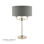 Sorrento Table Lamp in Polished Chrome with a Grey Linen Shade - Laura Ashley LA3702786-Q