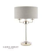 Sorrento Table Lamp in Polished Chrome with a Silver Linen Shade - Laura Ashley LA3718286-Q