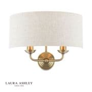Sorrento Wall Light in Antique Brass with a Natural Linen Shade - Laura Ashley LA3756753-Q