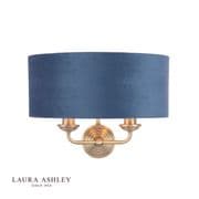 Sorrento Wall Light in Matt Antique Brass with a Blue Velvet Shade - Laura Ashley LA3756238-Q