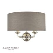 Sorrento Wall Light in Polished Chrome with a Grey Linen Shade - Laura Ashley LA3727711-Q