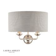 Sorrento Wall Light in Polished Chrome with a Silver Linen Shade - Laura Ashley LA3727710-Q
