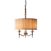 Stanford 3 Light Fitting in an Antique Brass Finish with a Beige Organza Shade - ENDON 63630