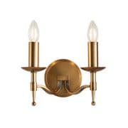 Stanford Double Wall Light in an Antique Brass Finish - ENDON CA1W2B