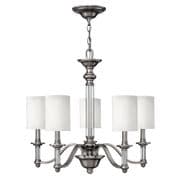 Sussex 5 Light Chandelier in Brushed Nickel complete with White Fabric Shades - HINKLEY HK/SUSSEX5