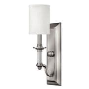 Sussex Single Wall Light in Brushed Nickel complete with a White Fabric Shade - HINKLEY HK/SUSSEX1