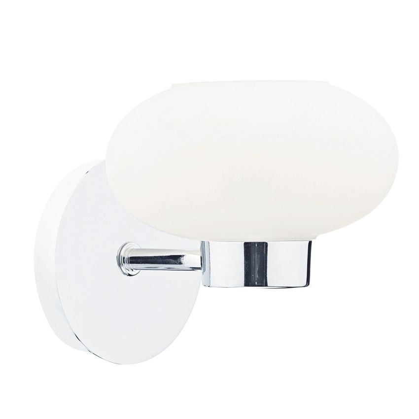 System Single Wall Light in Polished Chrome with Opal Glass Shade, Switched - där SYS0750