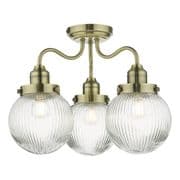 Tamara 3 Light Bathroom Fitting in Antique Brass with Ribbed Glass - där TAM5375-IP44