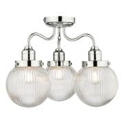 Tamara 3 Light Bathroom Fitting in Polished Chrome with Ribbed Glass - där TAM5350-IP44