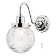 Tamara Bathroom Wall Light in Polished Chrome with Ribbed Glass, Switched - där TAM0750-IP44