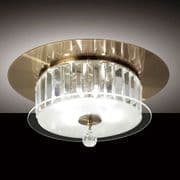 Tarporley 4 Light Round Flush in Antique Brass and Crystal Decoration