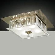 Tarporley 4 Light Square Flush in Antique Brass and Crystal Decoration