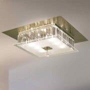 Tarporley 6 Light Square Flush in Antique Brass with Crystal Decoration