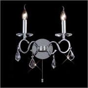 Tattenhall Double Wall Light in Polished Chrome and Crystal, Switched