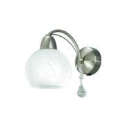 Thatcham Single Wall Light in a Satin Nickel Finish with an Alabaster Effect Glass Shade