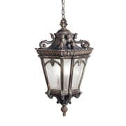 Tournai X-Large Outdoor Chain Lantern in a Londonderry finish with Clear Seedy Glass Panels IP44 - KICHLER KL/TOURNAI8/XL