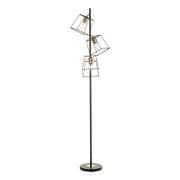 Tower 3 Light Floor Lamp in Matt Black with Copper Lamp Holders - där TOW4922