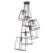 Tower 6 Light Cluster Pendant in Matt Black with Copper Lamp Holders - där TOW0622