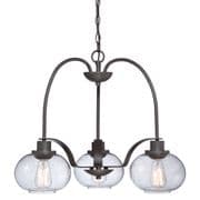 Trilogy 3 Light Fitting in Old Bronze with Clear Seedy Glass Shades - QUOIZEL QZ/TRILOGY3