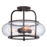Trilogy 3 Light Medium Semi-Flush in Old Bronze with a Clear Seedy Glass Shade - QUOIZEL QZ/TRILOGY/SF/M